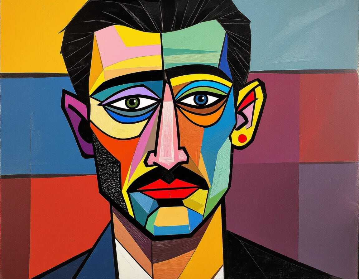 Cubist Paper Collage in Picasso Style