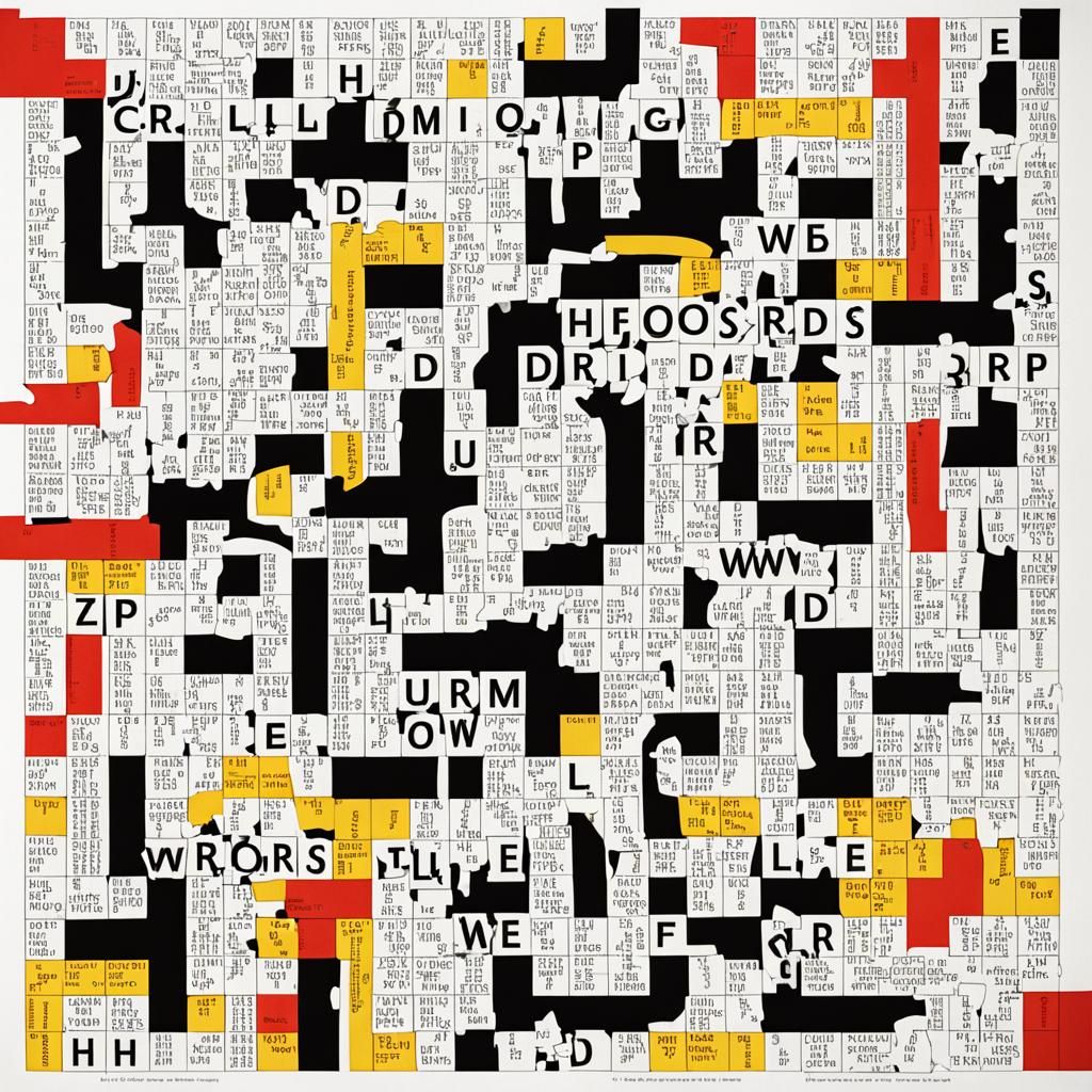 Vibrant Word Patterns in a Whimsical Puzzle Landscape