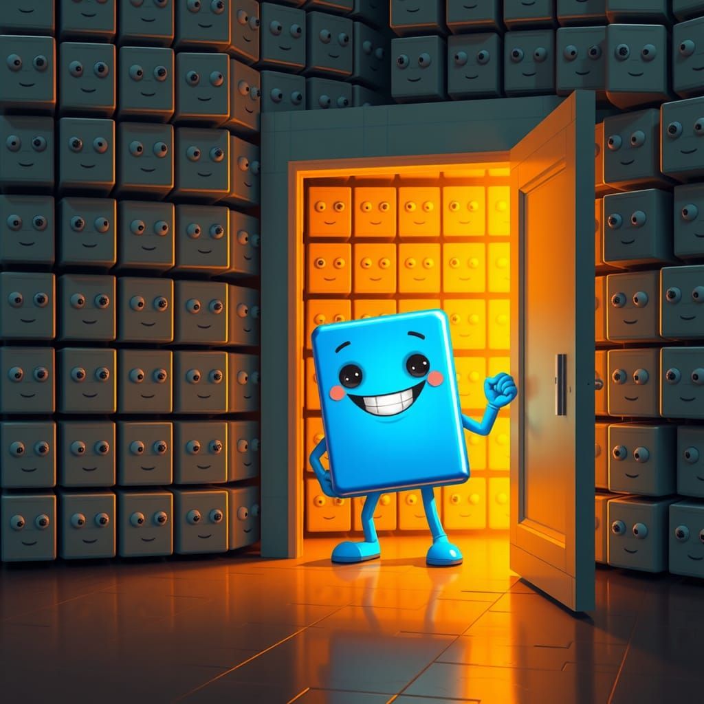 Endearing Mascot Radiates Joy in Geometric World