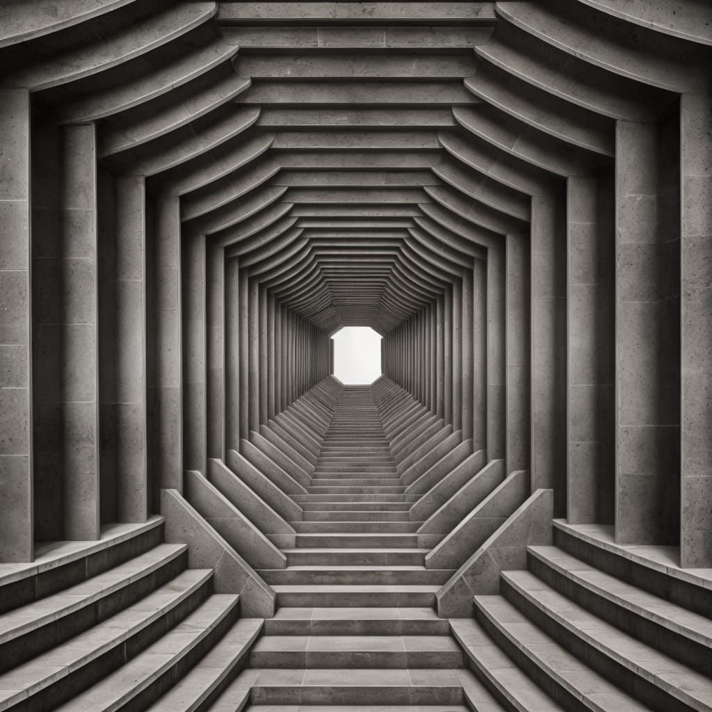 Endless Staircase Illusion Challenging Perspective in Digita...