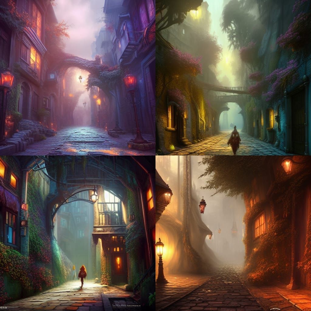 Magical Alleyway: Detailed Matte Painting in Unreal Engine
