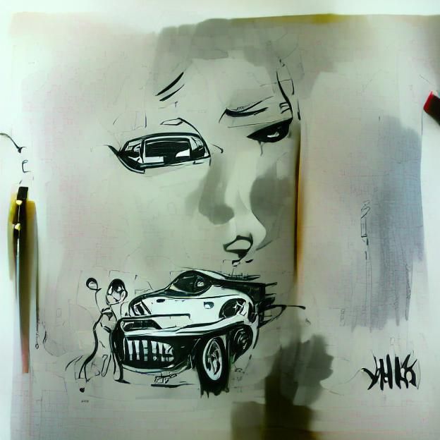 Ink Sketch: Girls, Cars, and Money