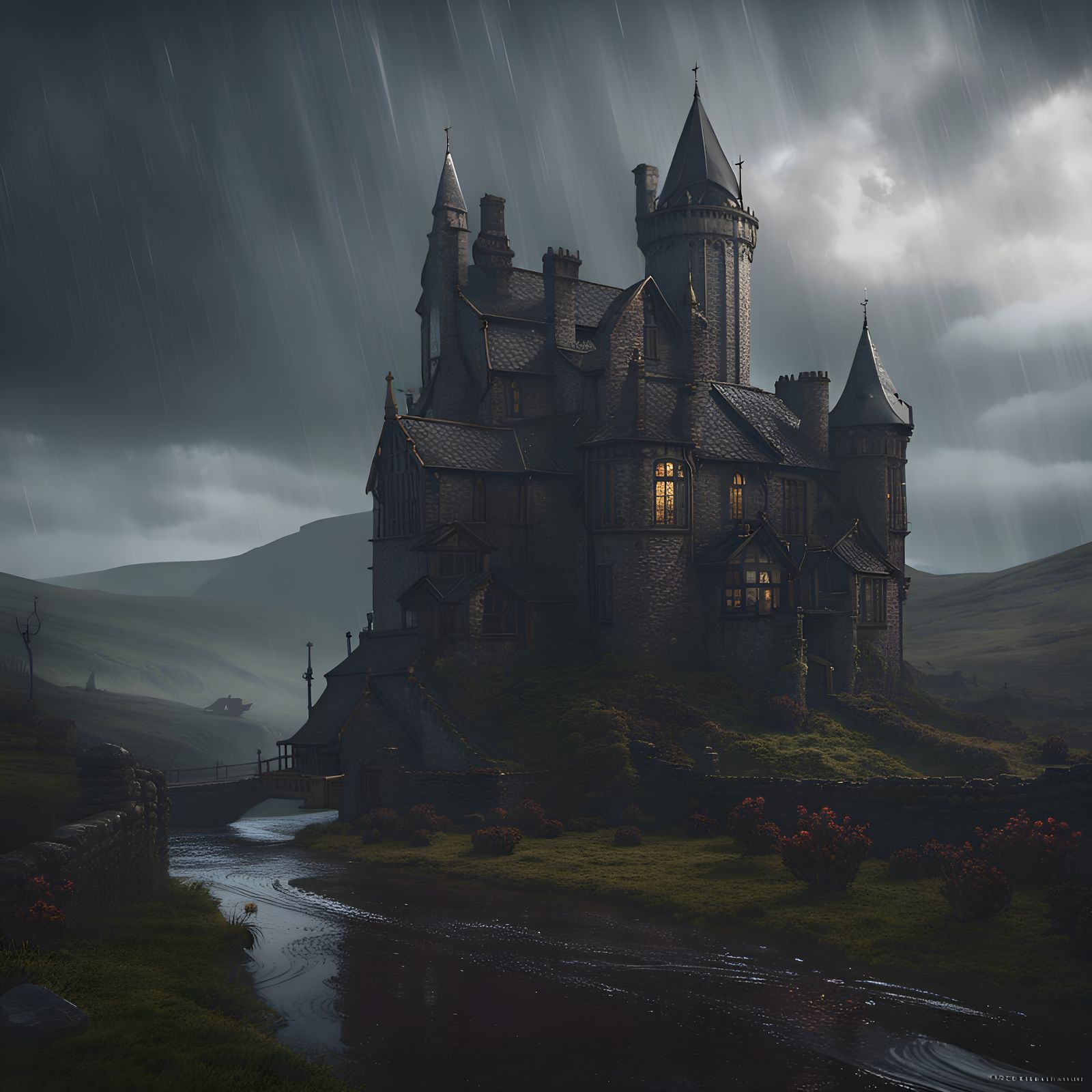 Rainy Day in Wales: Detailed Matte Painting