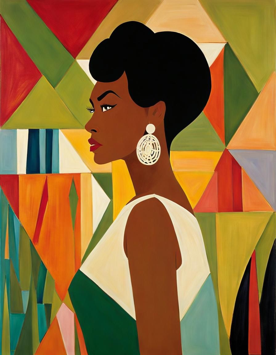 Angela Bassett Portrait in Mary Blair Style