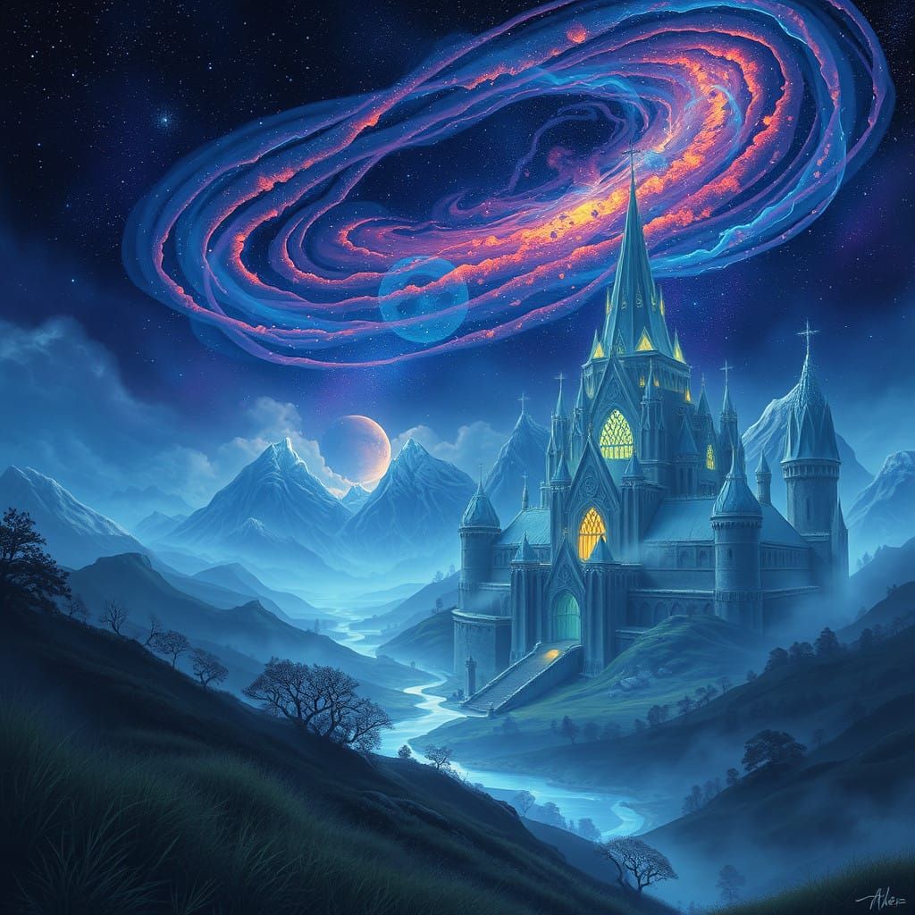 Surreal Otherworldly Realm with Ethereal Landscapes and Magi...