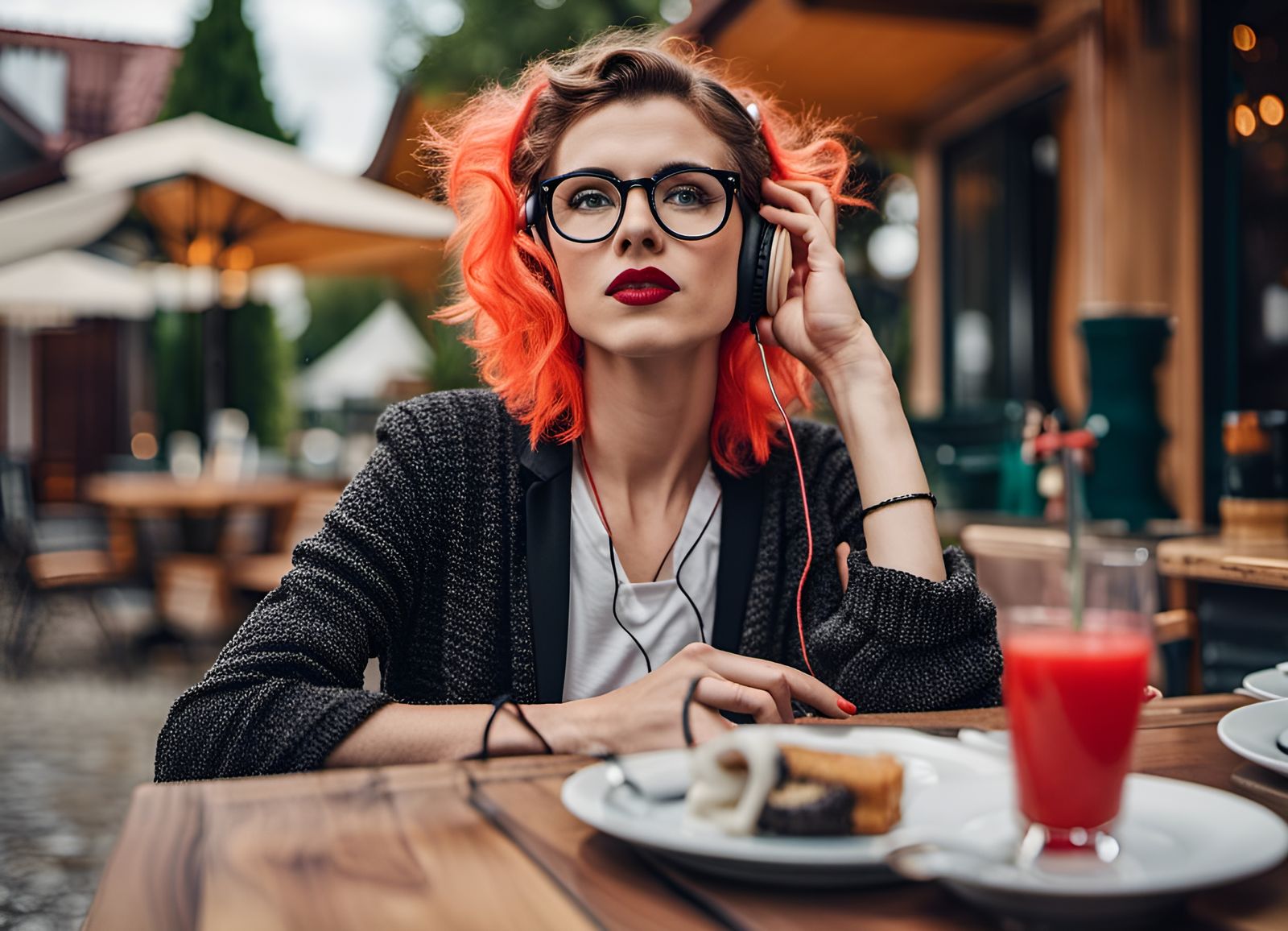 Genderfluid Person at European Cafe, Digital Portrait