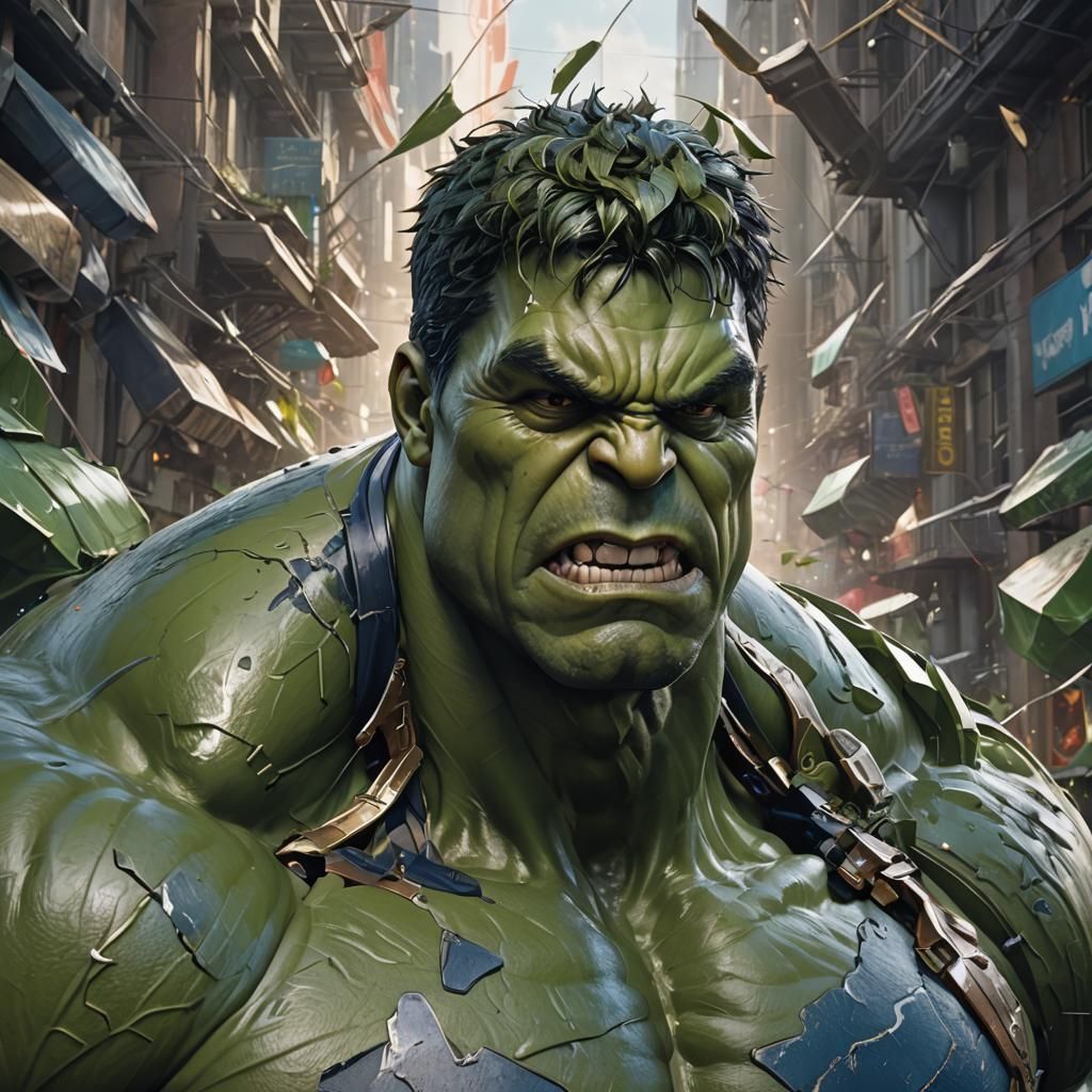 Hyperdetailed Hulk Portrait in Art Nouveau Style