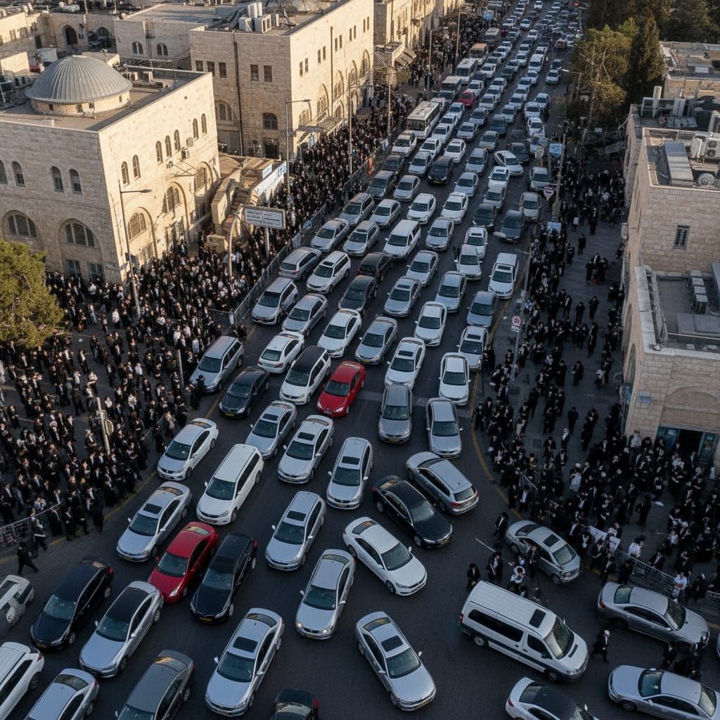Jerusalem Traffic Chaos: A Jumbled Intersection of Cars