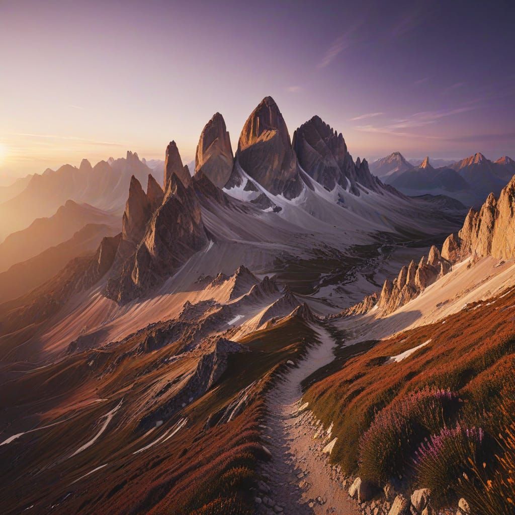 Tre Cime di Lavaredo Sunset: A Panoramic Landscape Painting