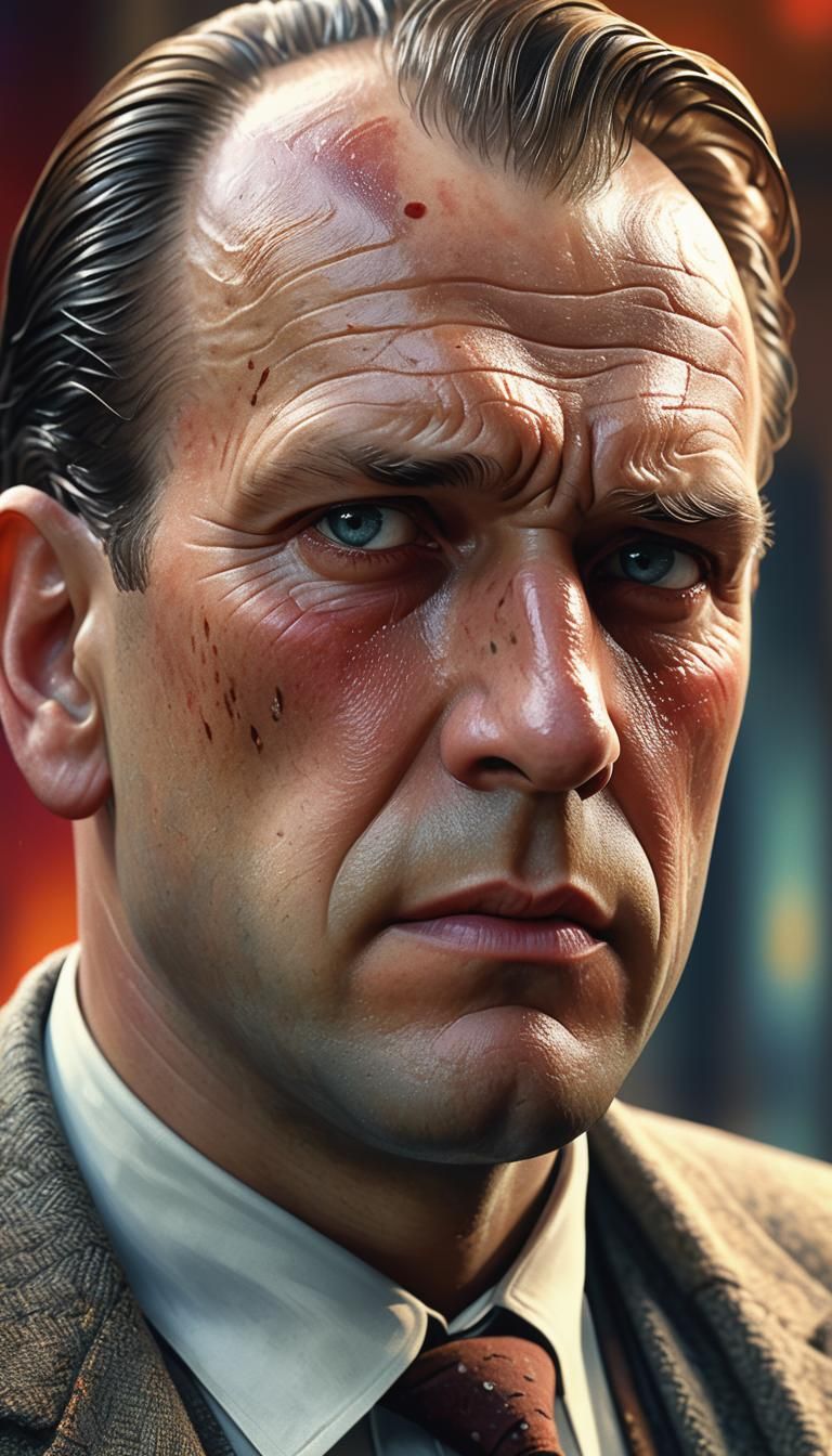Oskar Schindler Portrait in Hyperrealistic Style