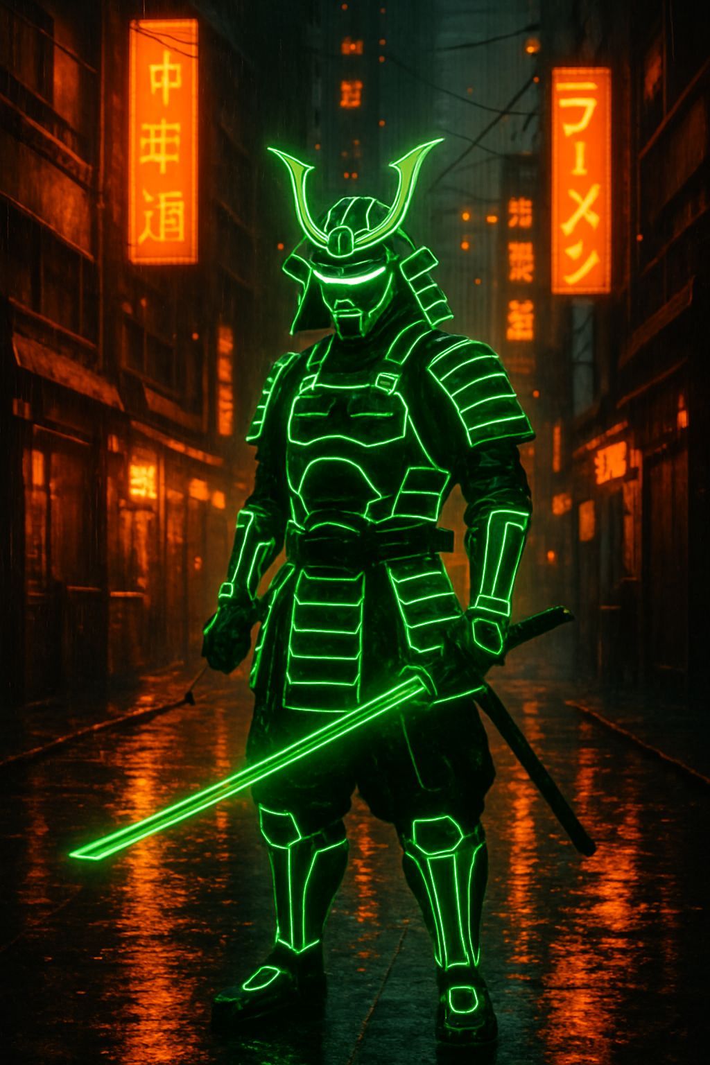 Tron Samurai in Futuristic Tokyo