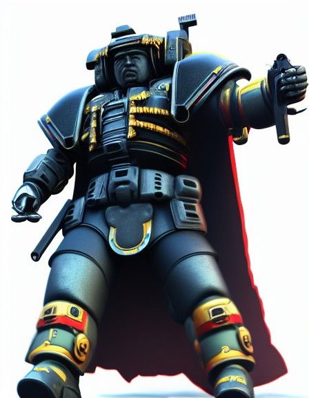 Cyberpunk Samurai Space Marine in Neon Style