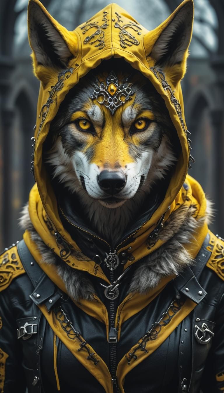 Gothic yellow ride hood  beauty, colorful creative themes, a...