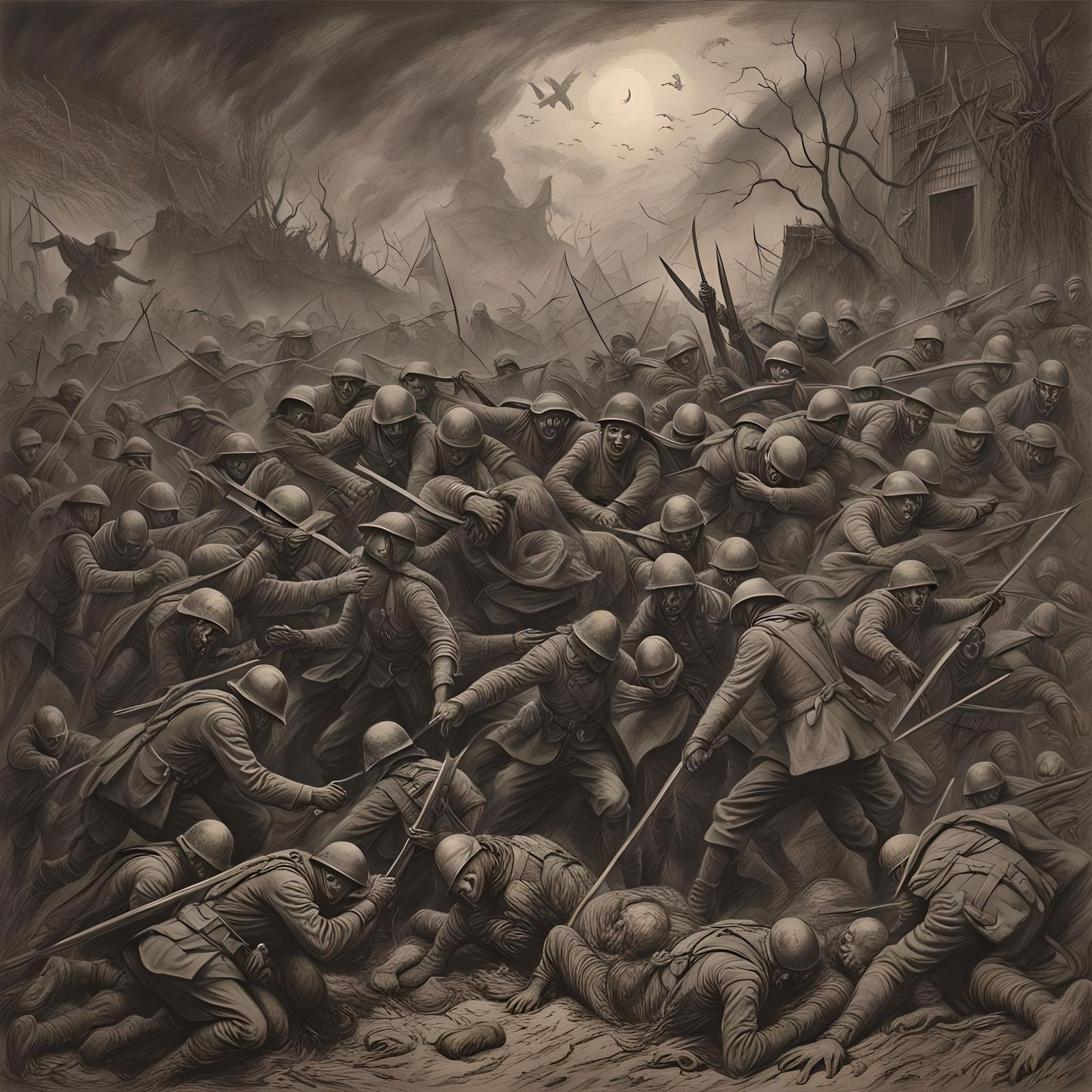 Gothic Vampires and Soldiers Battle in WWI Trenches