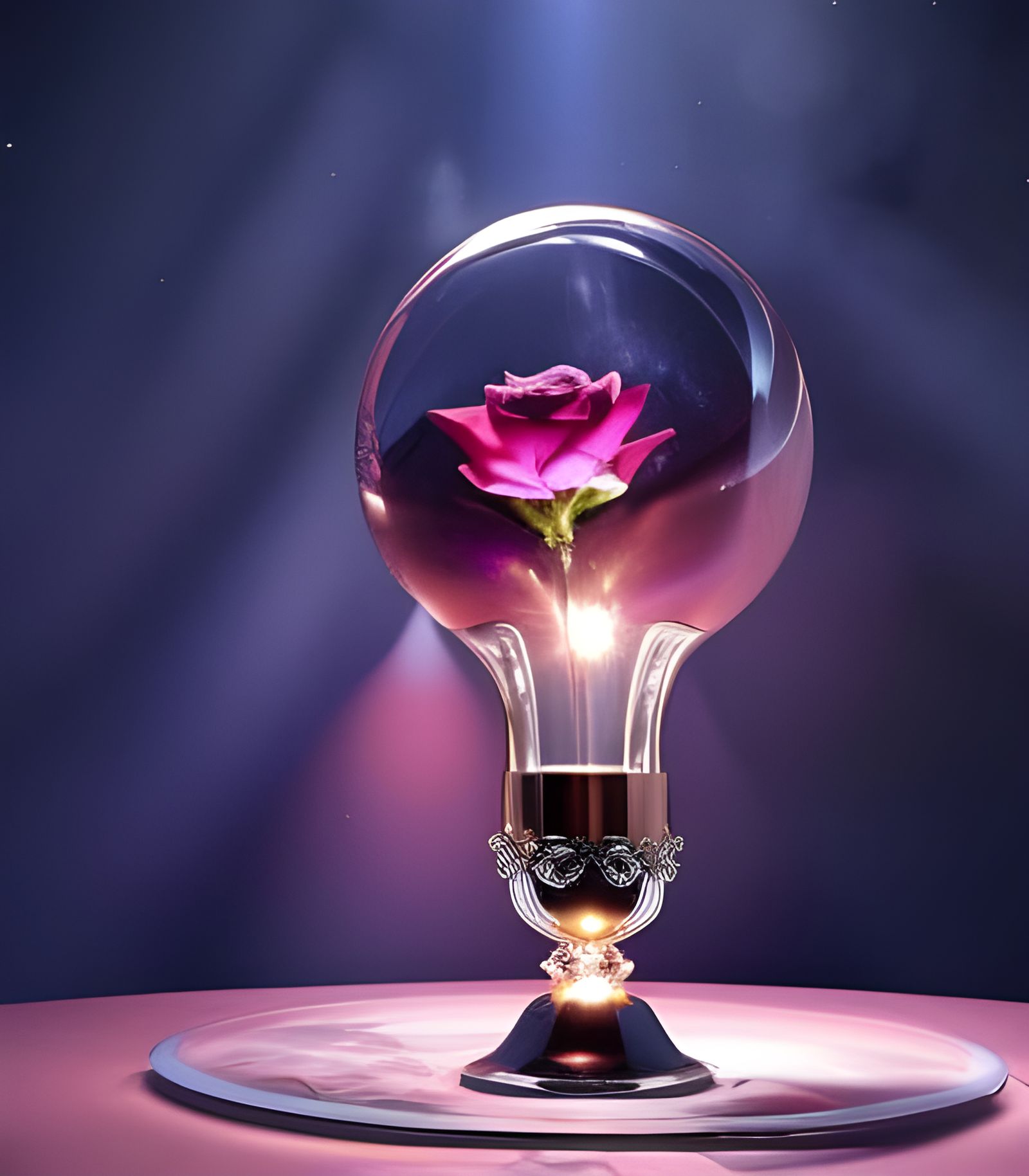 Enchanted Rose in Glass Dome: Hyperrealistic Digital Art