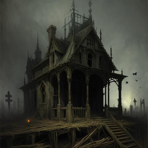 Haunted Scarecrow in a Gothic Horror Scene