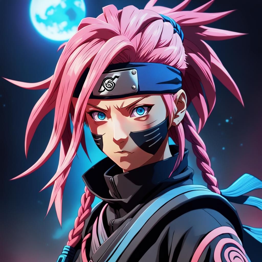 Naruto-Inspired Ninja Maiden with Vibrant Pink Dreadlocks an...