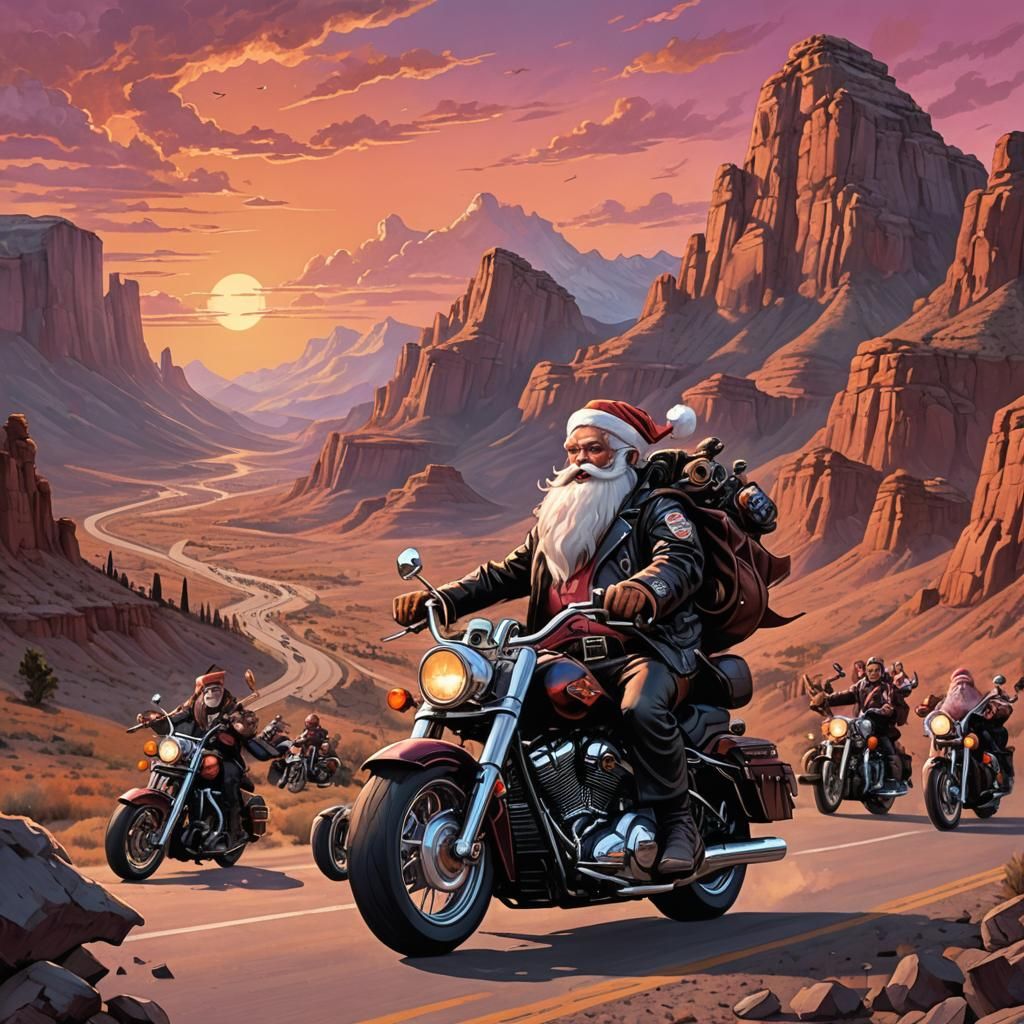 Santa Claus and the Motorcycle Elves of Route 66