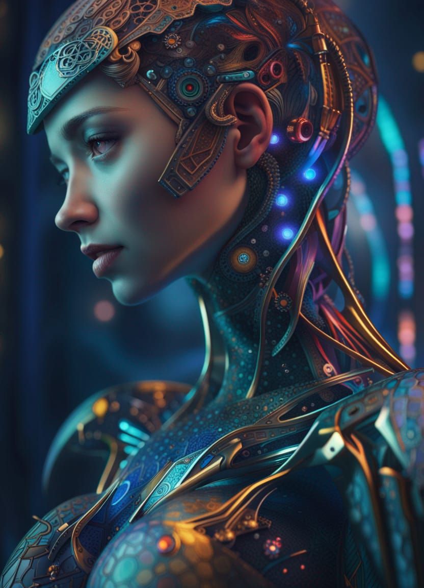 Human and AI Love: Hyperrealistic Concept Art