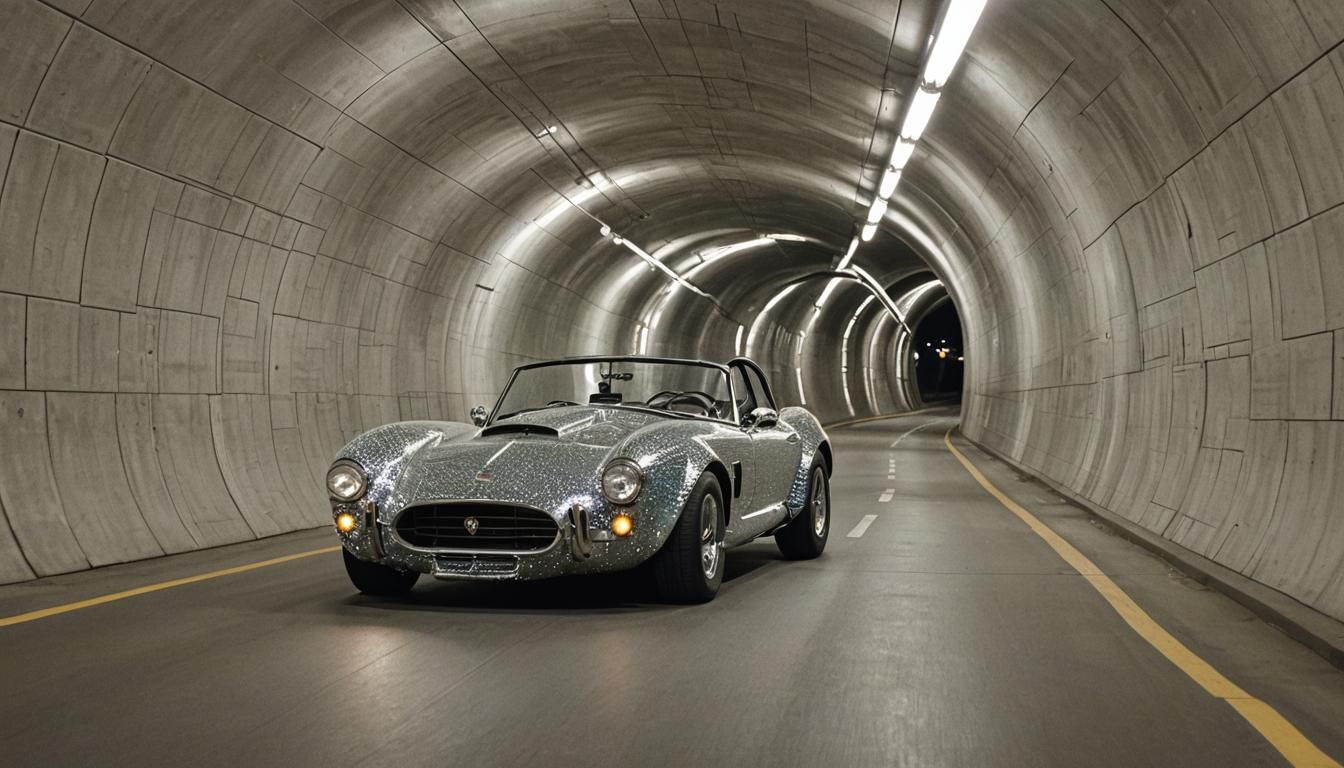 Crystal Cobra Car Racing Through Tunnel