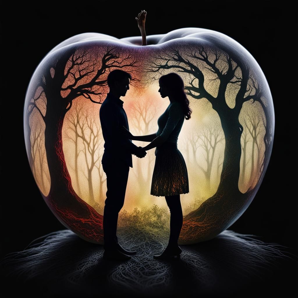 Enchanted Apple: Double Exposure Portrait of a Couple