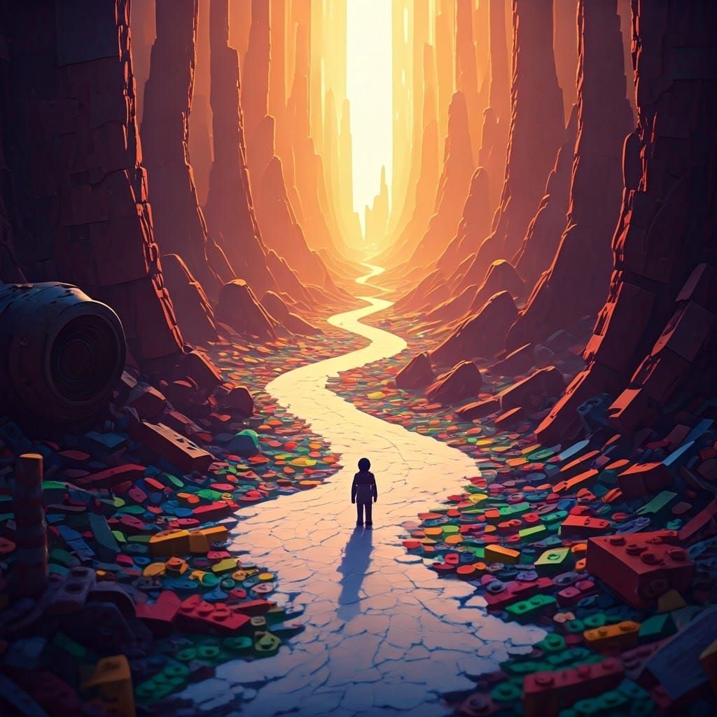 Dystopian Lego Valley with Energy Crystal Mine