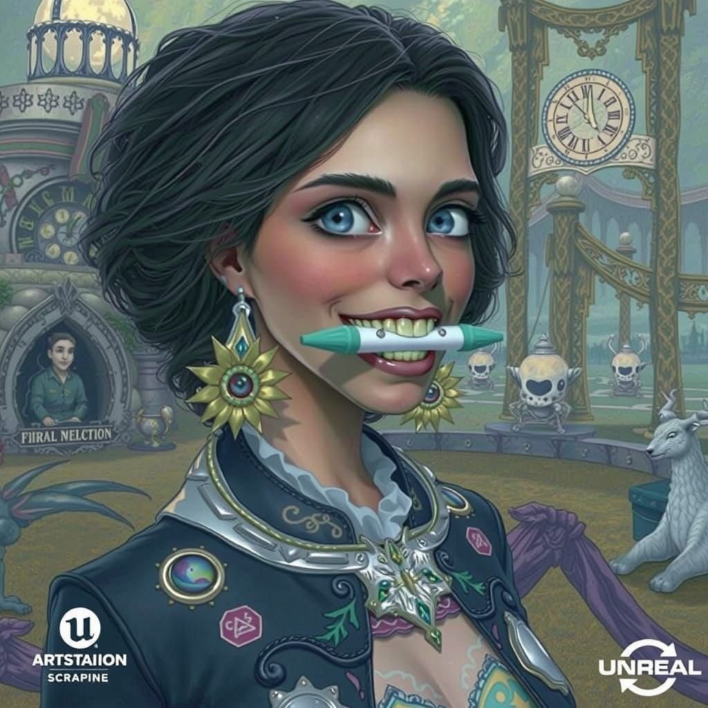 Fantastical Figure Trapped by a Glinting White Pen