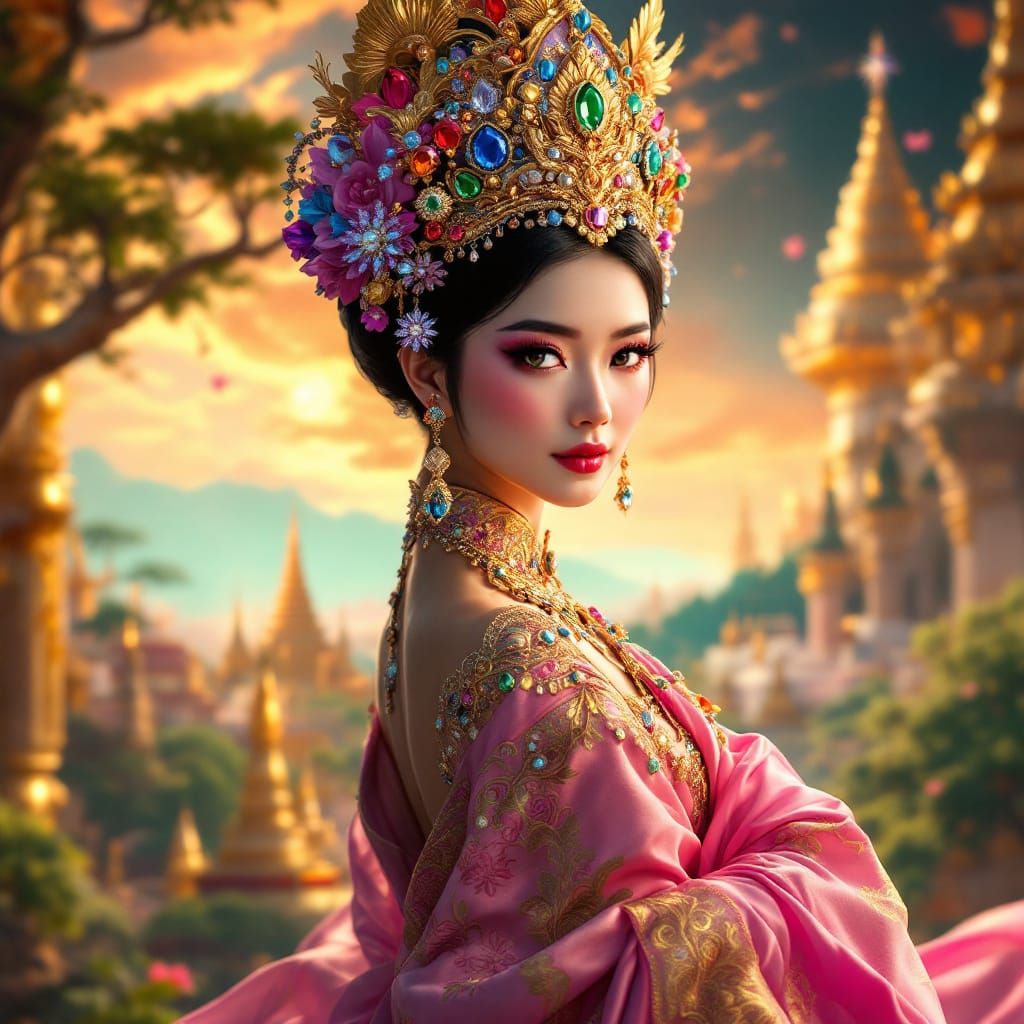 Burmese Queen Ma Ngwe Taung Digital Painting