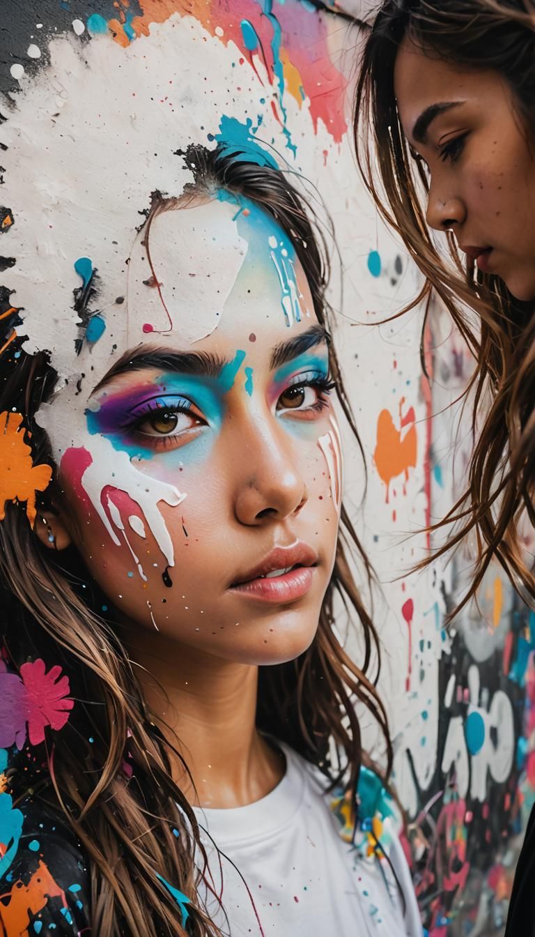 Magical Graffiti Art Portrait of a Young Woman