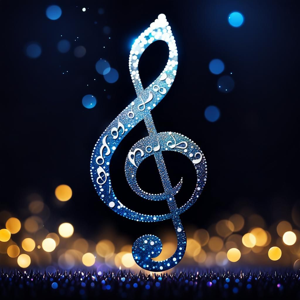 Flute Logo with Musical Notes and Bokeh