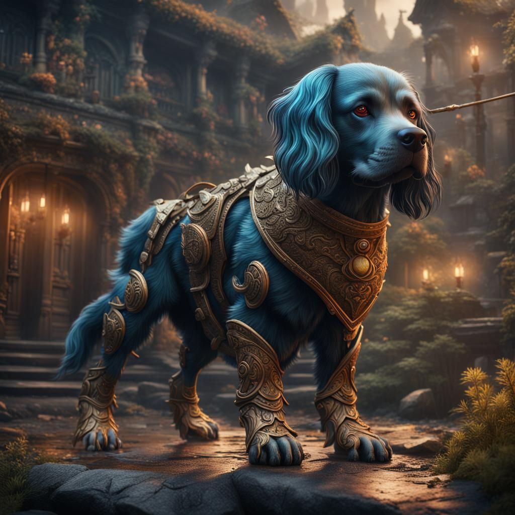 Detailed Matte Painting of a Dog