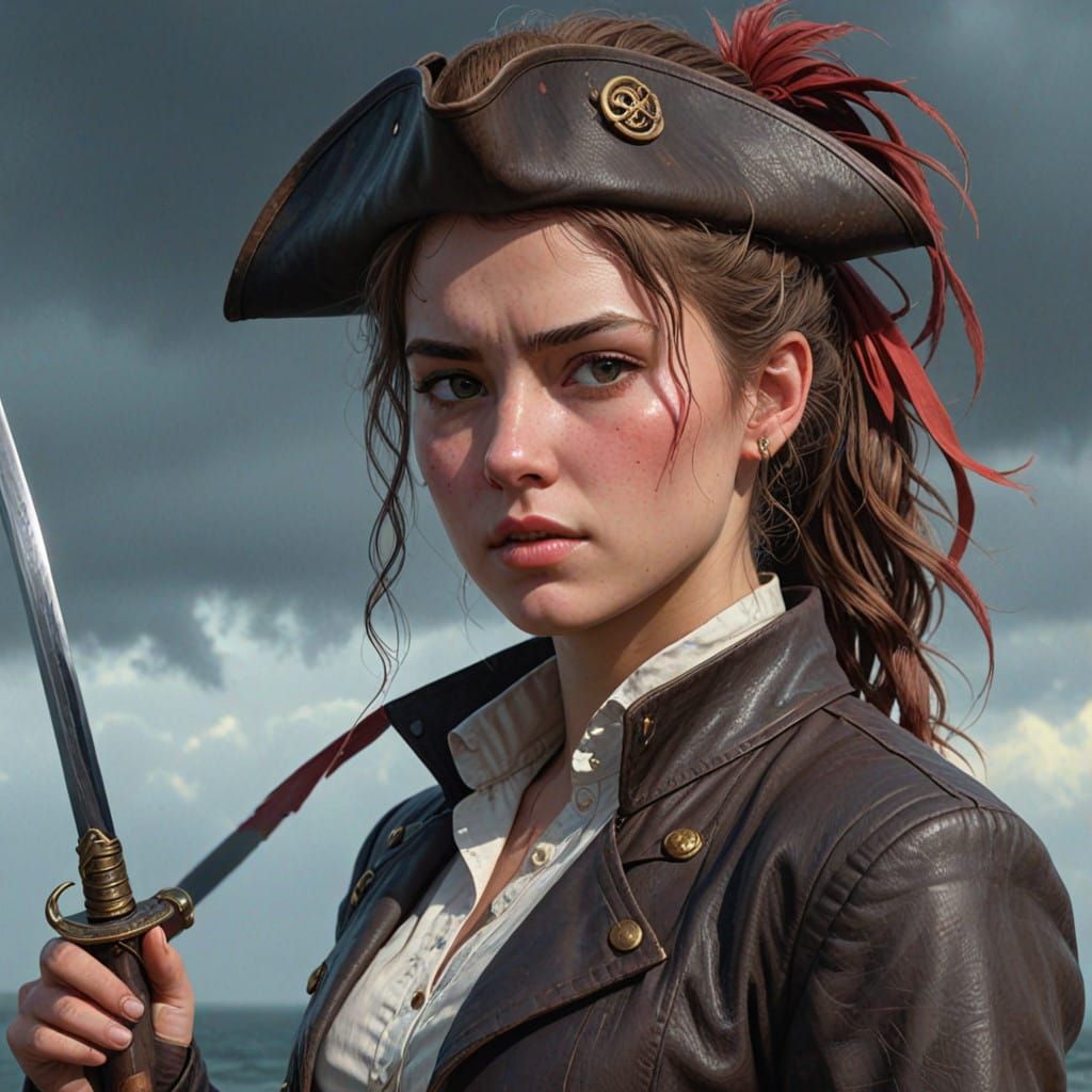 A Female Pirate in Photorealistic Style