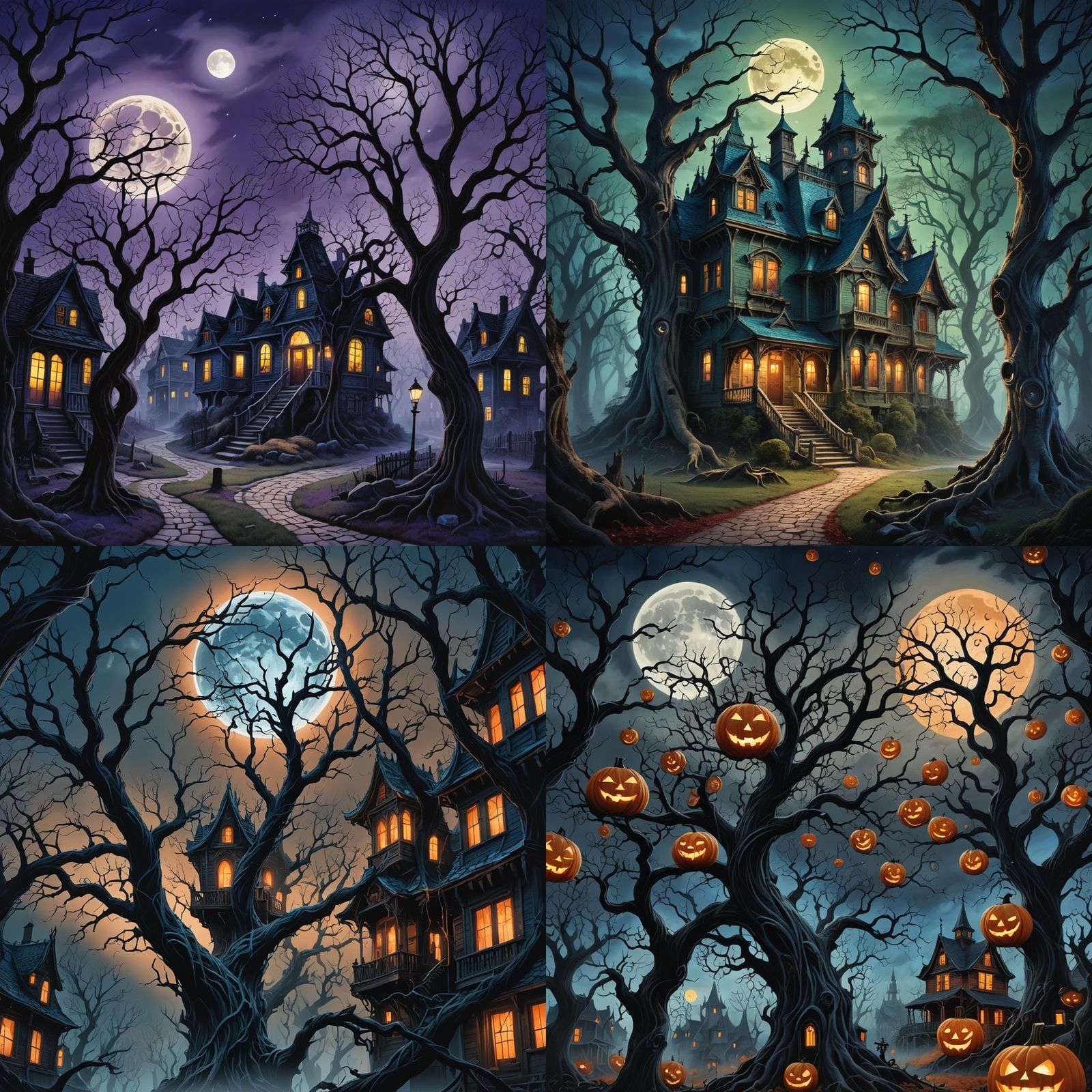 Spooky Halloween Scene: A Surreal Matte Painting