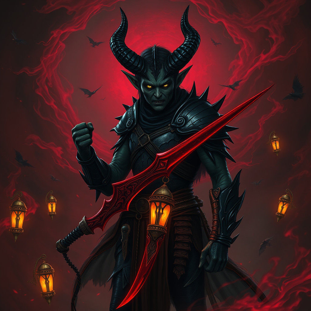 Mystical Demon Elf in Gothic Fantasy Style