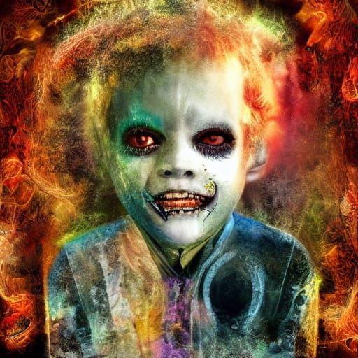 Surreal Horror Demon in Dark Abstract Style