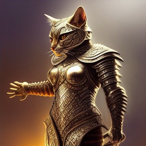 Armored Cat Fantasy Illustration
