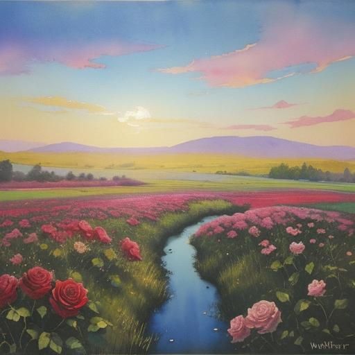 Watercolor Meadow at Dawn: Polychromatic Street Art