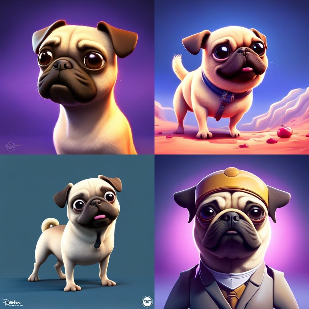 Pug Chihuahua Mix: Pixar Style 3D Digital Art
