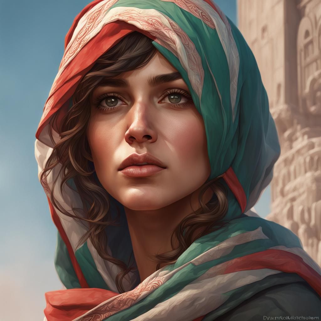 Detailed Portrait for Free Palestine Concept