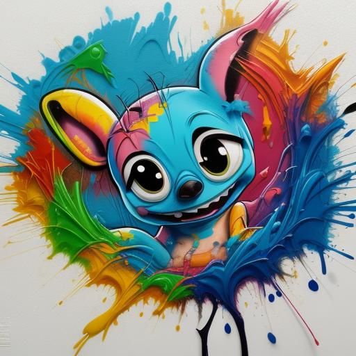Lilo and Stitch Graffiti Art in Street Style