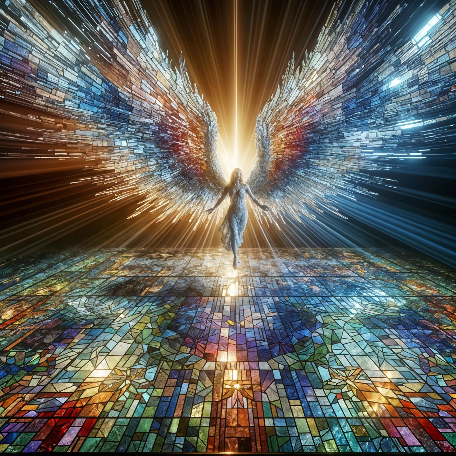 Stained Glass Mosaic of a Celestial Angel