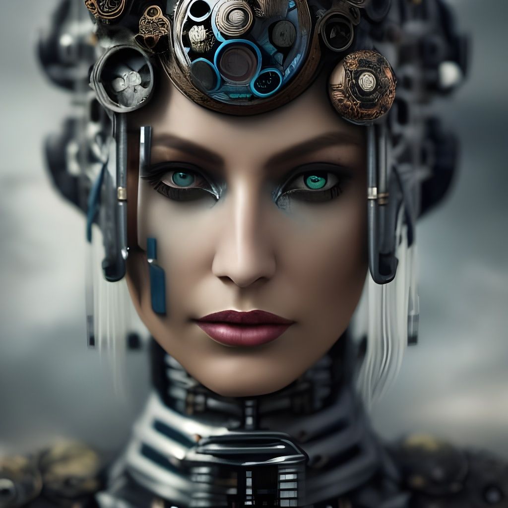 Dystopian Cyberpunk Beauty in Steampunk Armor