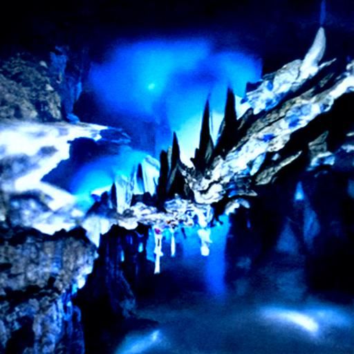 Blue Crystal Dragon in a Crystal Cave