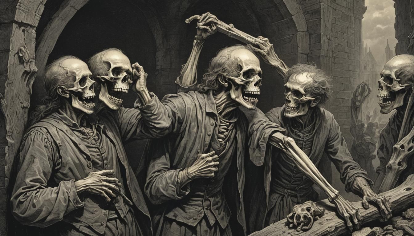 Disturbing Scene of Cannibalism in Doré Style