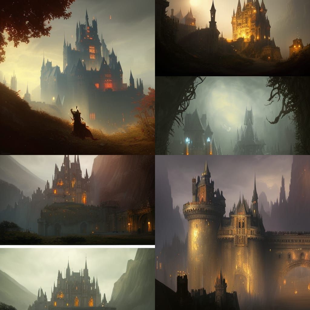 Dark Fantasy Castles: Hyperdetailed Art Nouveau Scene