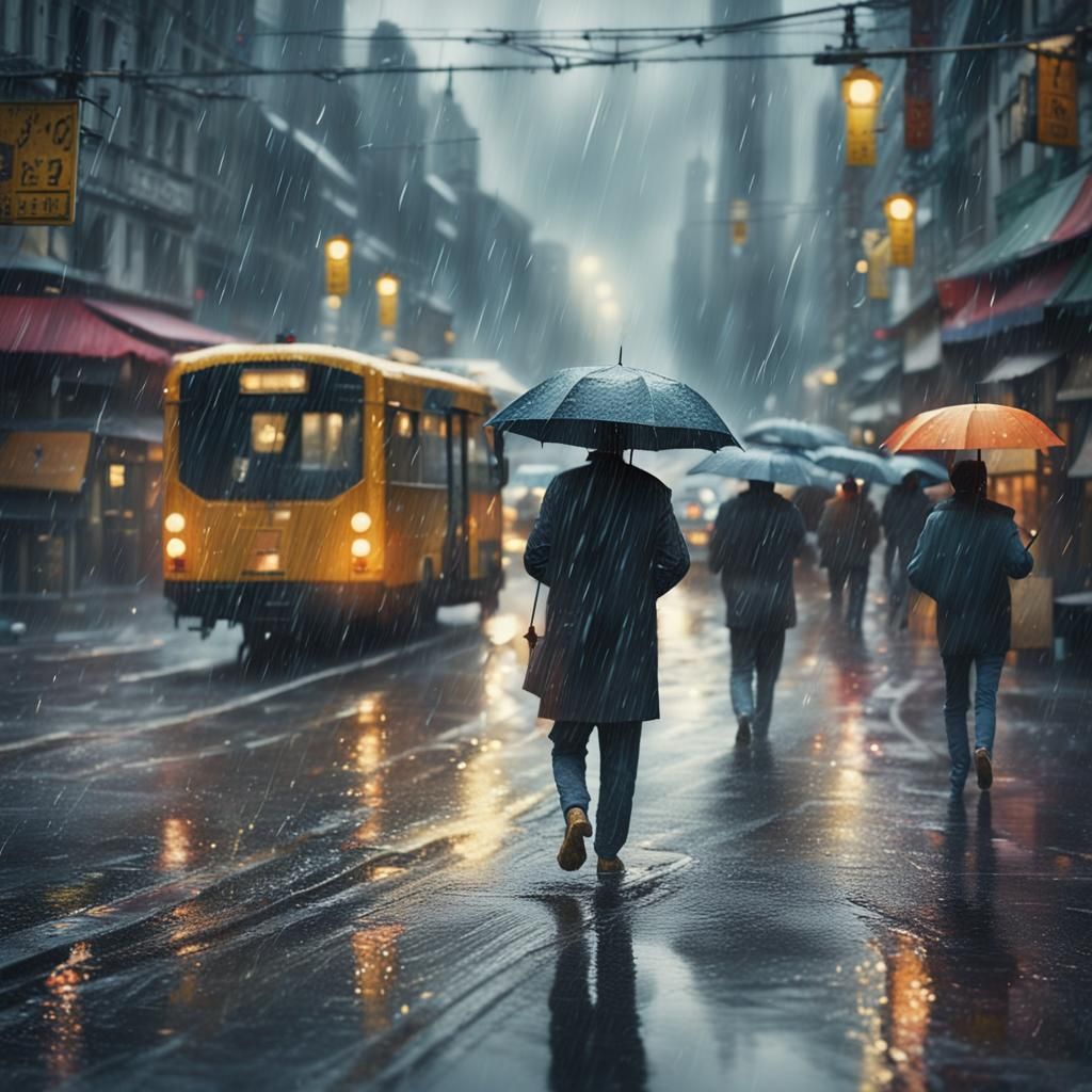 Rainy Monday Morning Commute in Photographic Style