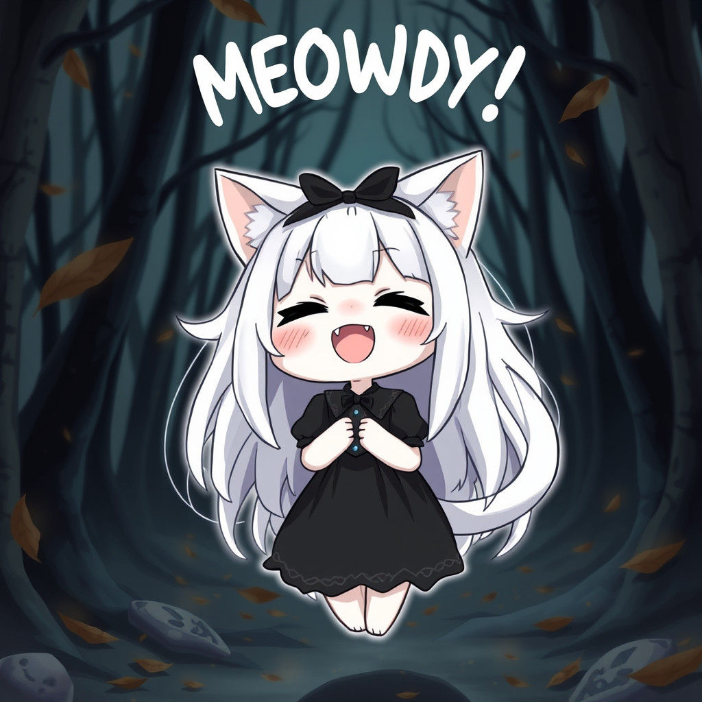Cute Anime Catgirl Ghost in Haunted Woods