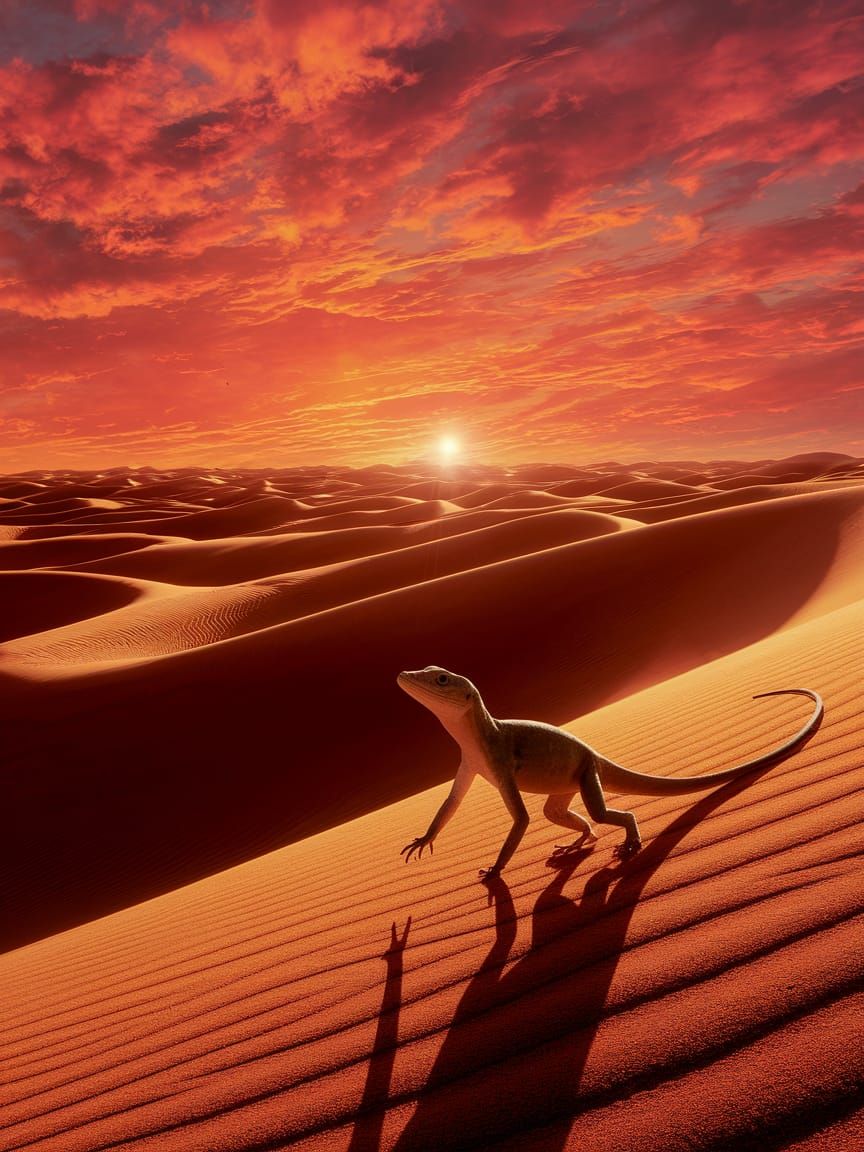 Red Desert Sunset: Digital Matte Painting Landscape