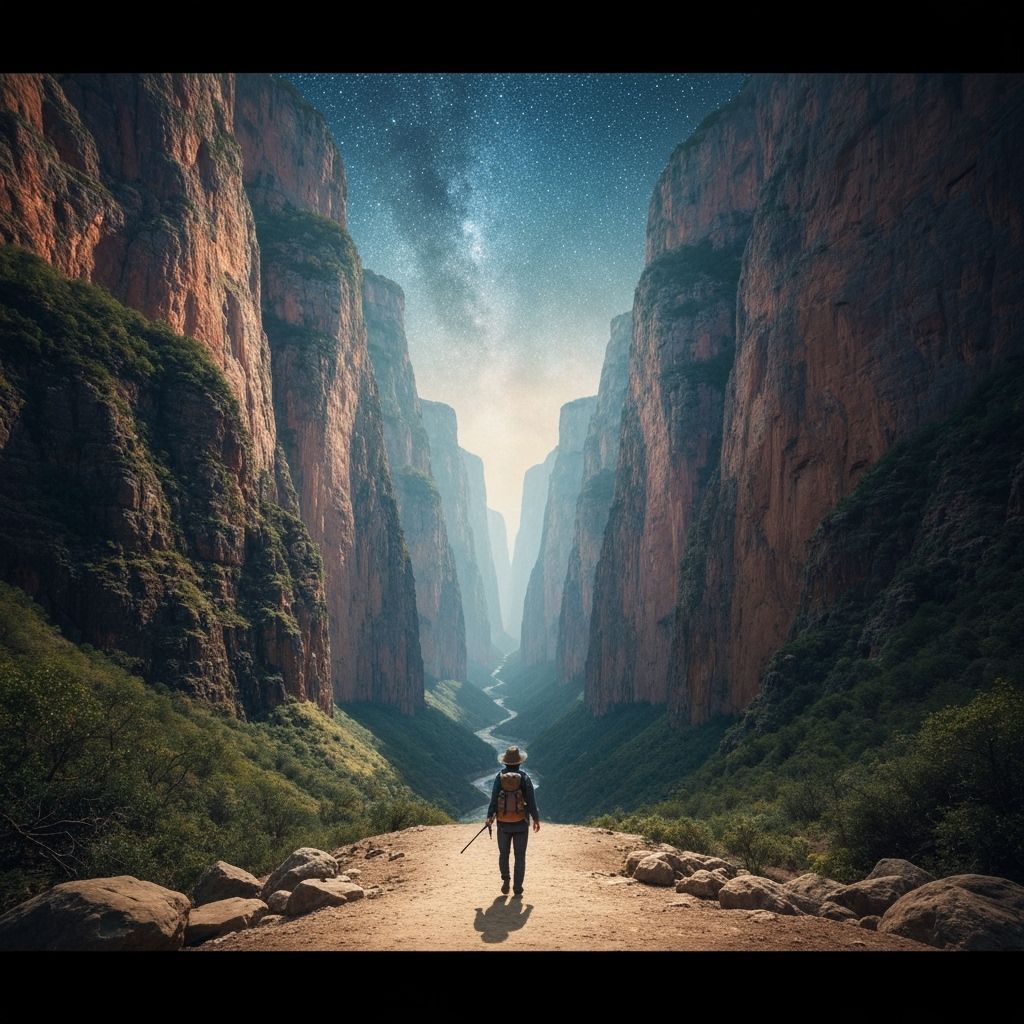 Vast Starry Gorge in Surreal Romantic Style