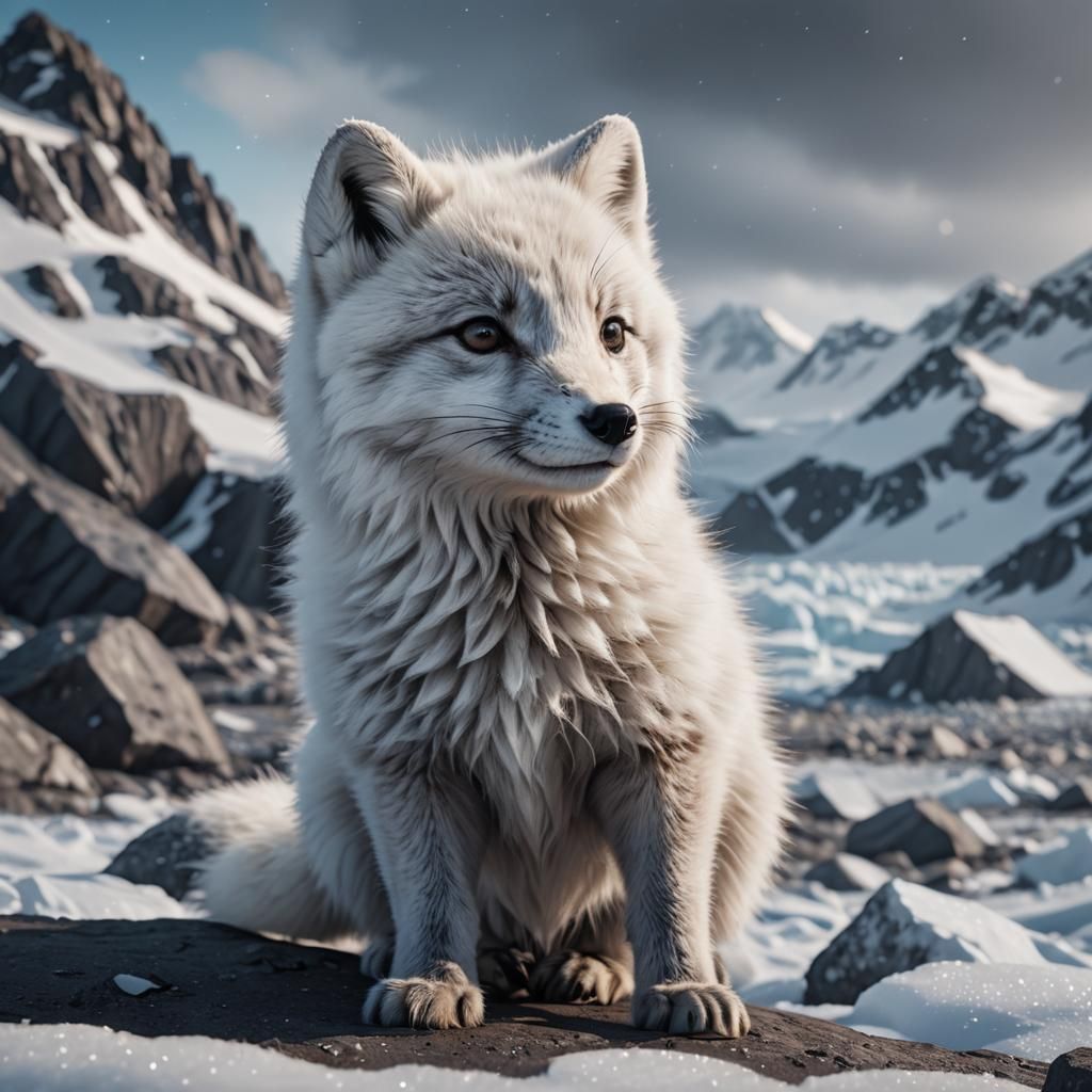 Adorable Baby Arctic Fox in Antarctica